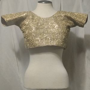 NWOT Gold beaded Asian design dancer's elegant top